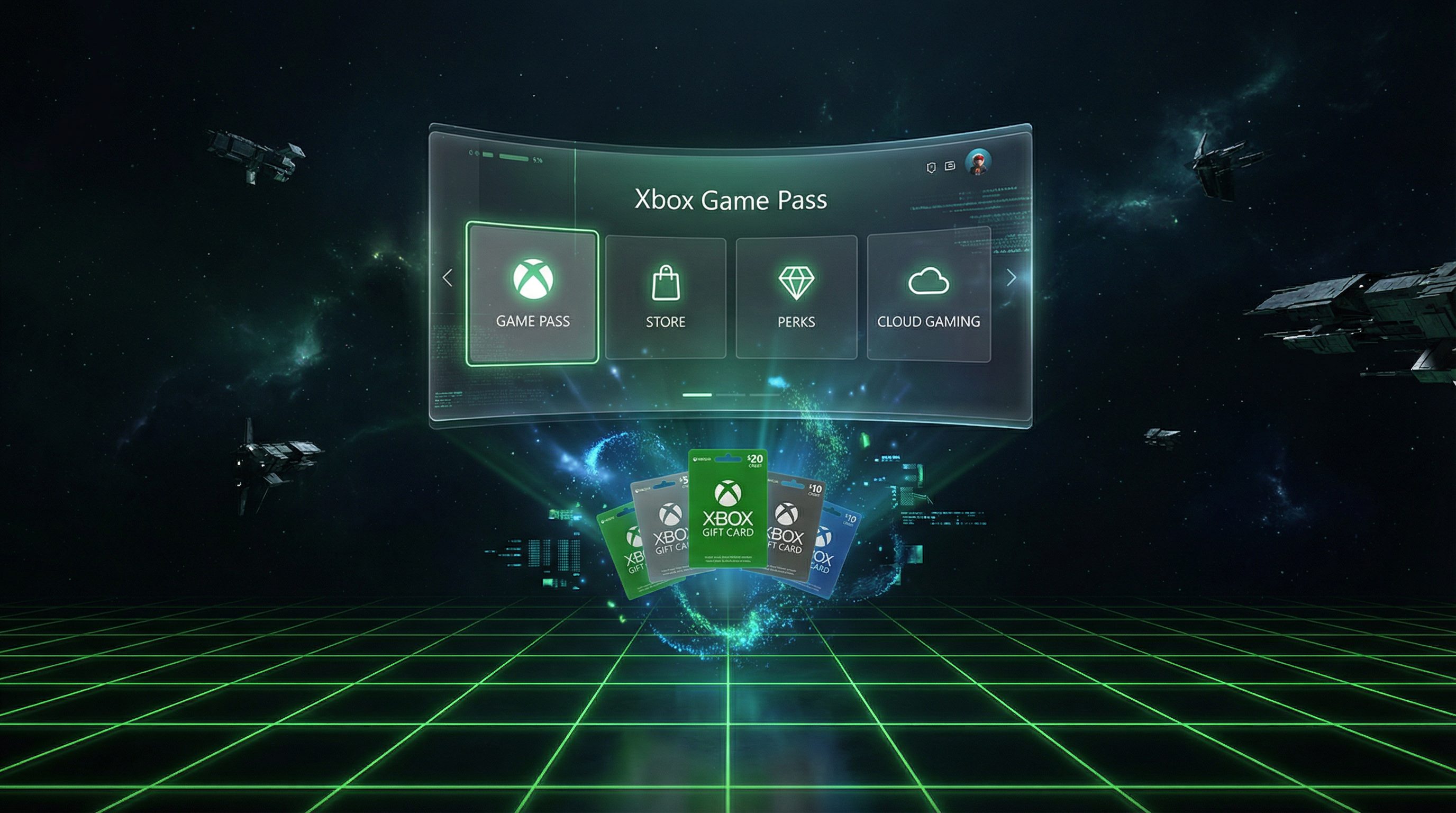 Holographic Game Pass interface